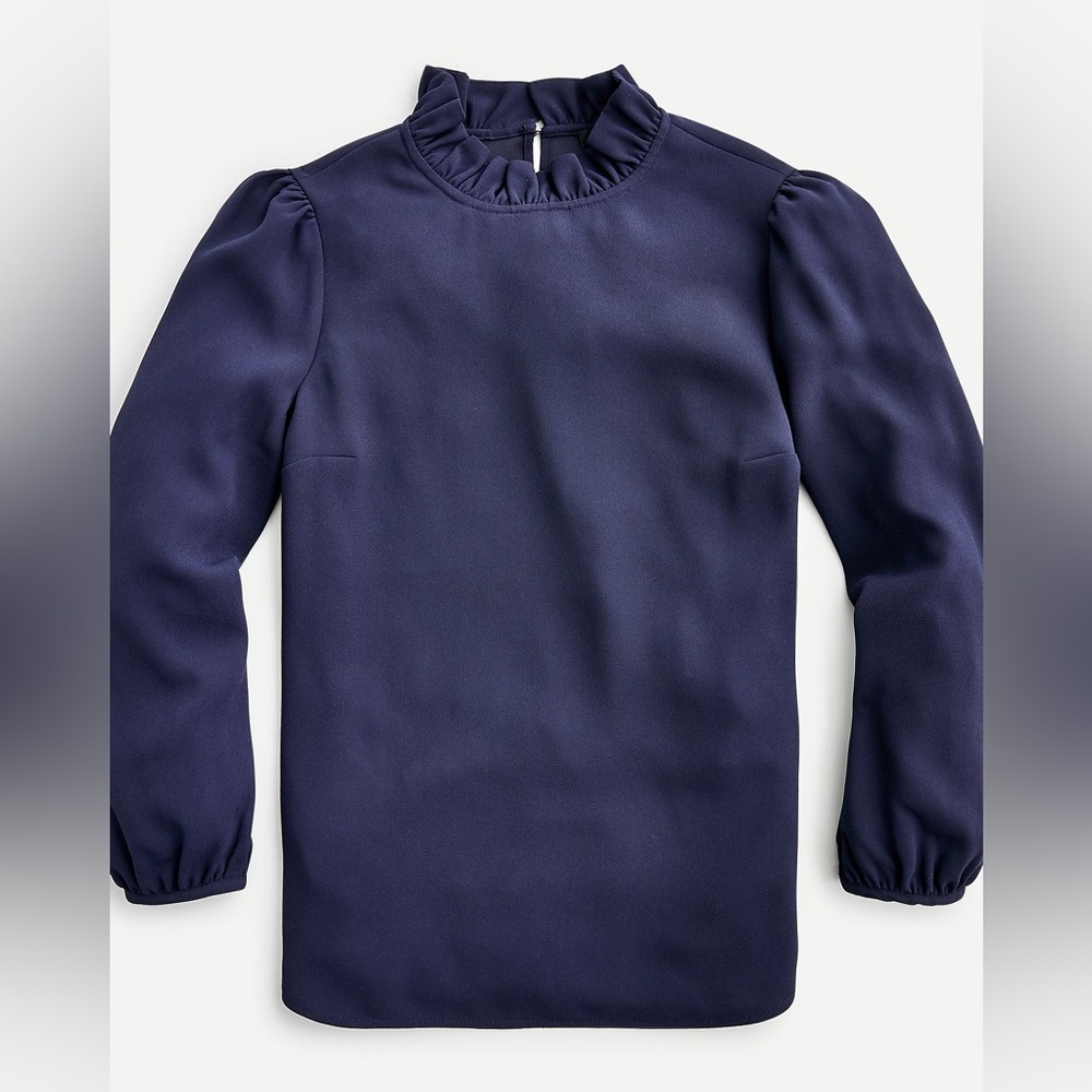 J.Crew ruffleneck top in 365 crepe - black